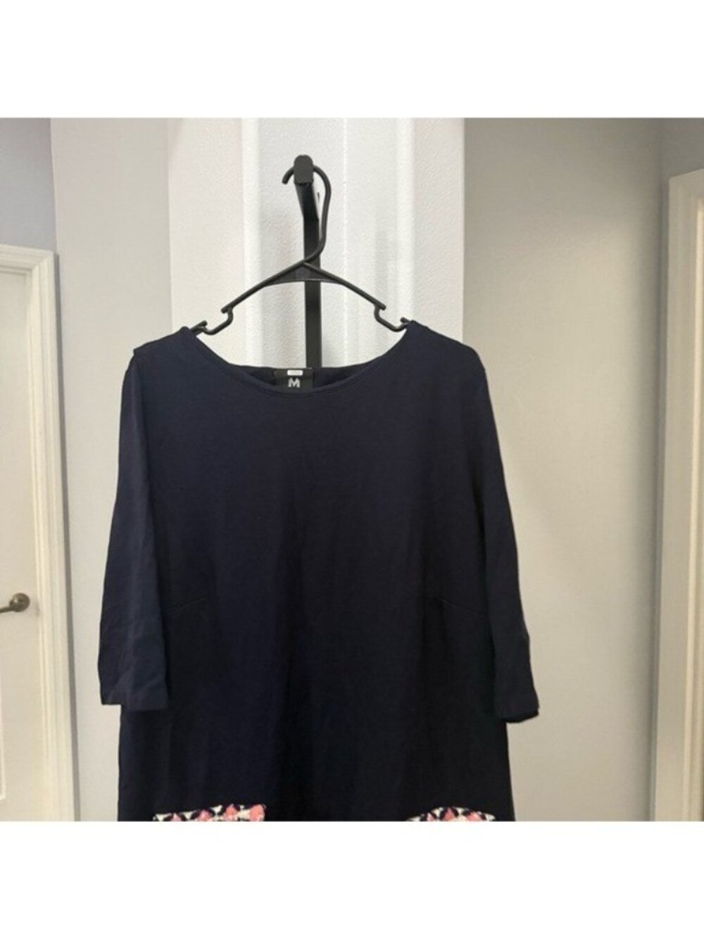 Madderson London Navy Blue Maternity Dress Boat Neckline Mod Print Shift 60s 18 - Picture 3 of 5